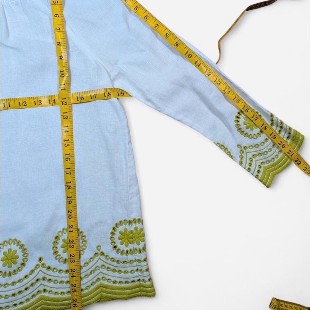 J.Crew White Linen Embroidered Cutwork Boho Blouse Small - Picture 7 of 7